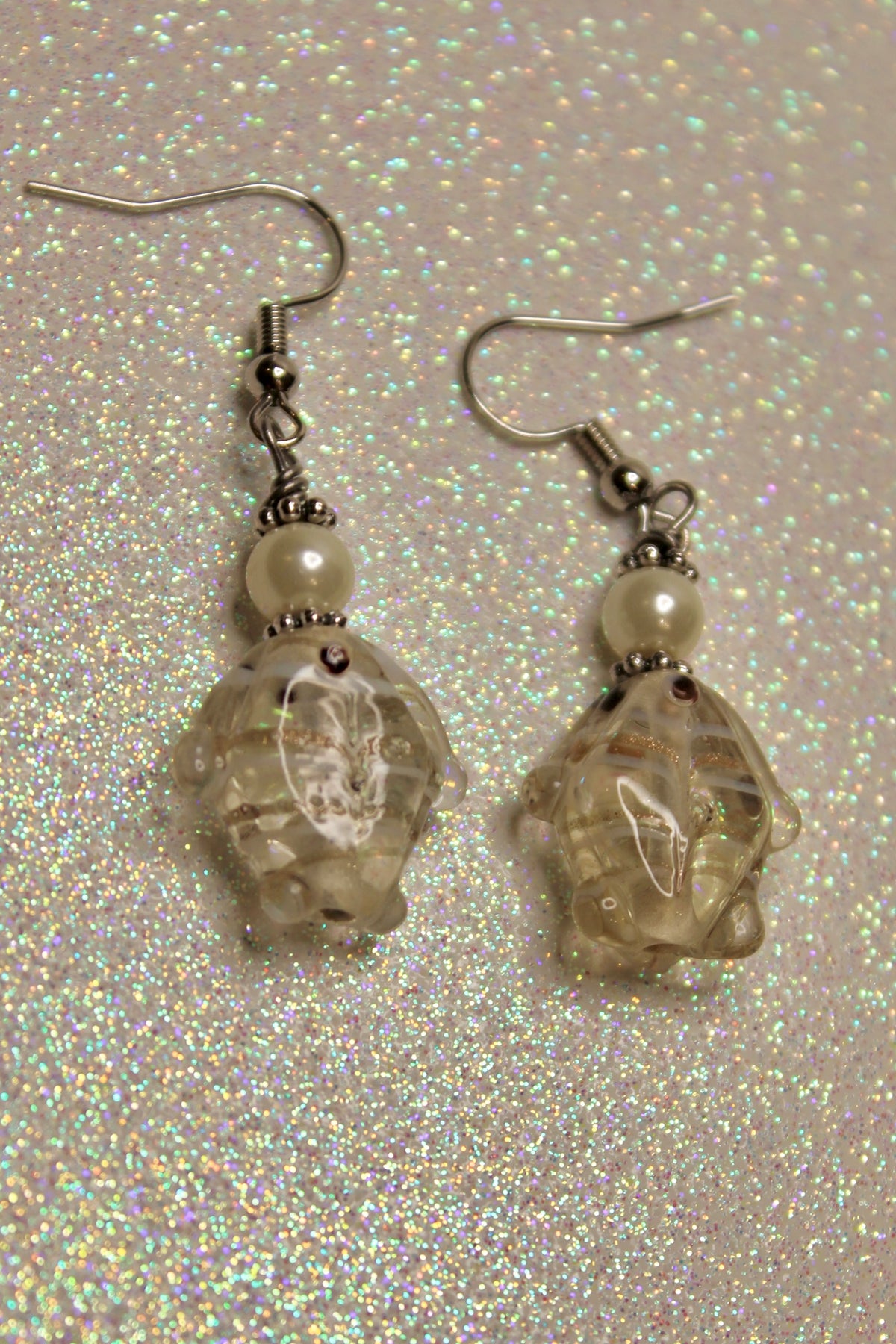 Champagne fish earrings